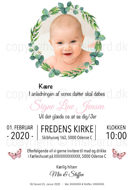 Barnedåbs invitation til print